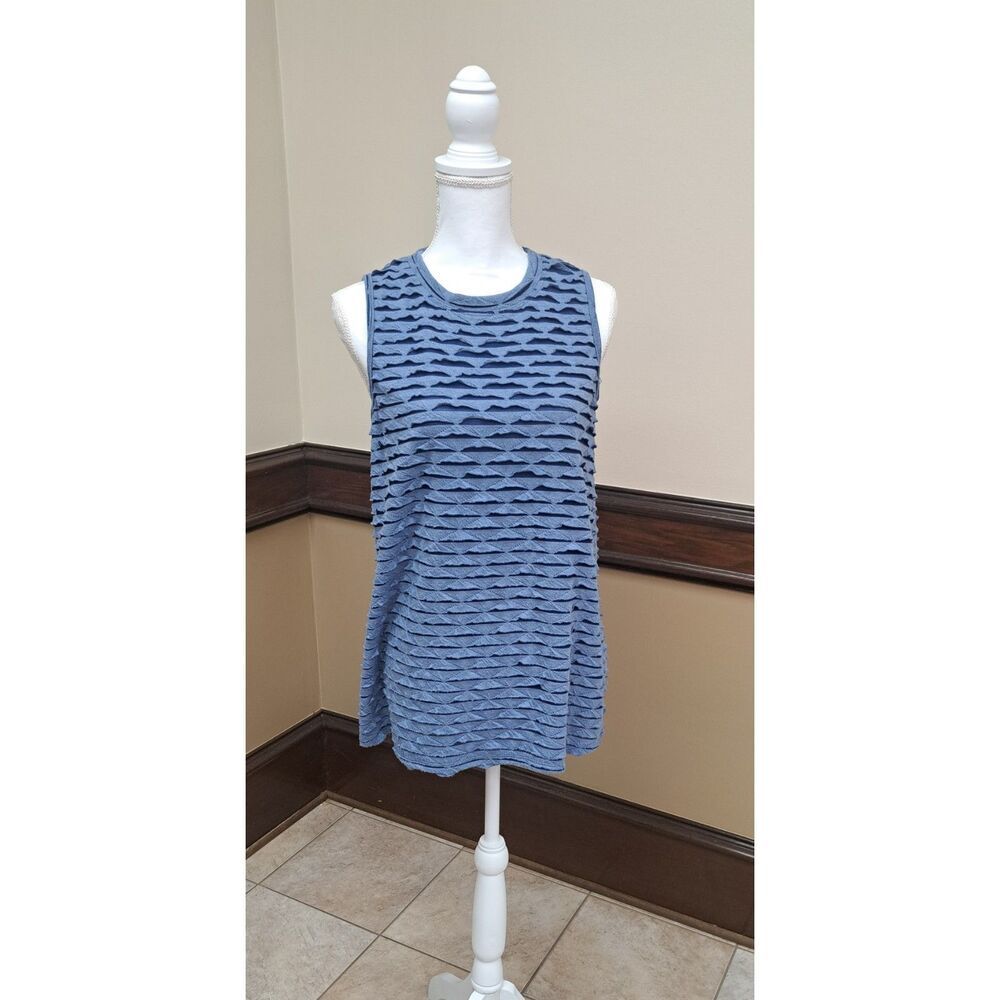 AB Studio Blue Textured Distressed Top – Size Large- distressed, textured, 90s